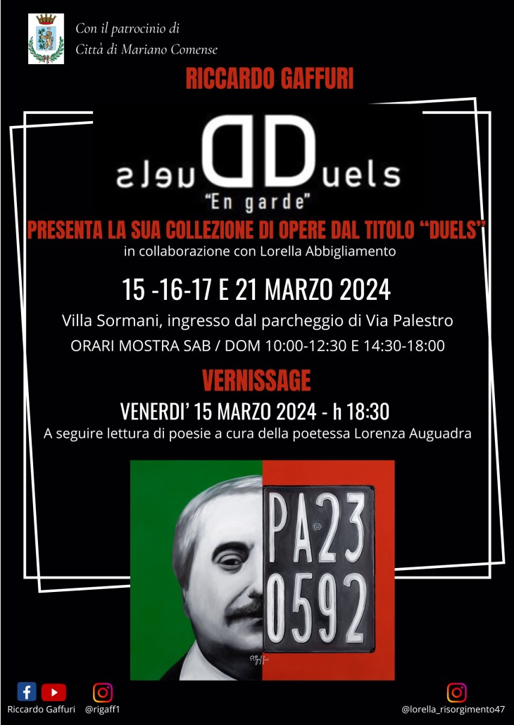 "Duels", mostra personale dell'artista Riccardo Gaffuri